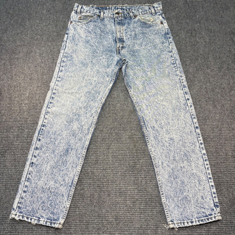 Vintage Levis 505 Acid Wash Jeans Mens 36x30 Orange Tab Made in USA Denim Blue